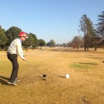 Chad Campbell drives on the first at Benoni Lake